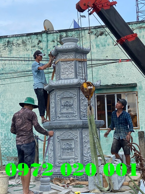 Nhật Ký Quá Trình Lắp Đặt Mộ Tháp Lưu Giữ Tro Cốt Cái Bè Tiền Giang 12 - Đá mỹ nghệ Hoa Lư lap dat mai dao tang thu 3 dong thoi lap de lan can xung quanh - Đá mỹ nghệ Hoa Lư